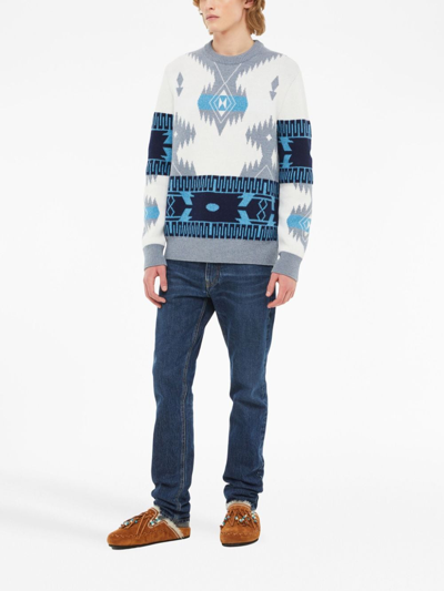 Alanui Icon Jacquard Geometric-pattern Sweater In Grey