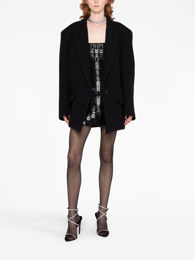 Attico Oversized Glen Blazer With Asymmetric Hem In Black