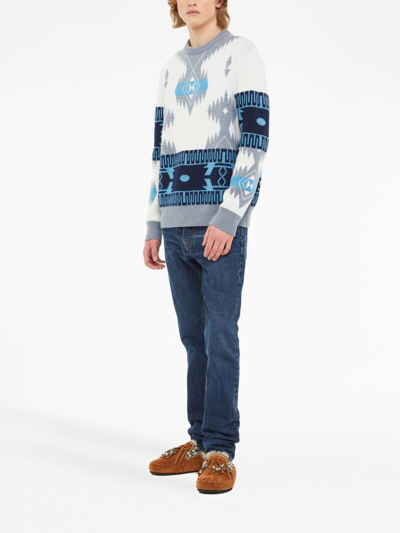 Alanui Icon Jacquard Geometric-pattern Sweater In Grey