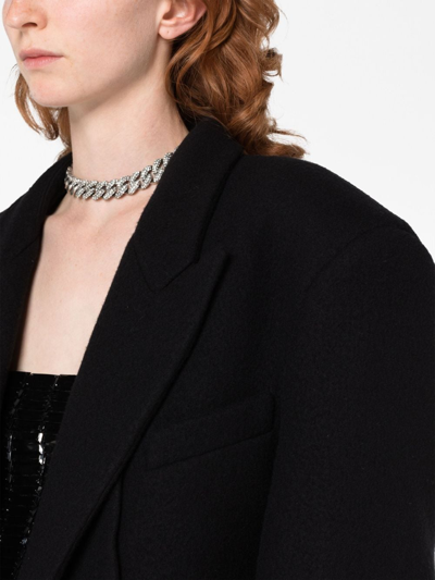 Attico Oversized Glen Blazer With Asymmetric Hem In Black