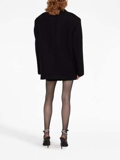 Attico Oversized Glen Blazer With Asymmetric Hem In Black