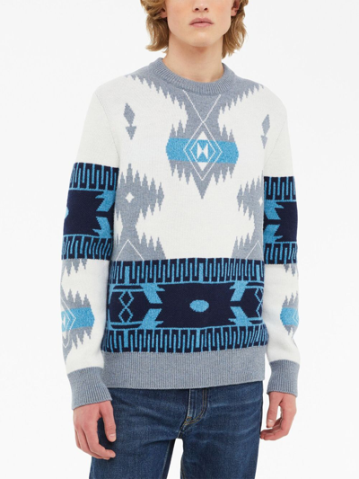 Alanui Icon Jacquard Geometric-pattern Sweater In Grey