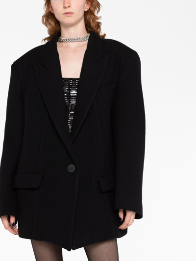 Attico Oversized Glen Blazer With Asymmetric Hem In Black