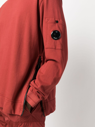 Shop C.p. Company Side Zip-fastening Cotton Sweatshirt In Red