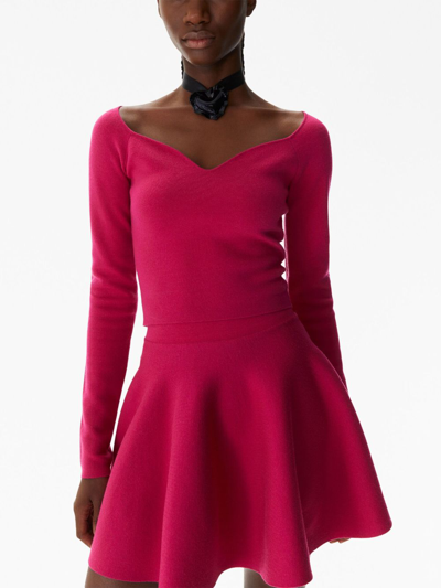 Shop Nina Ricci Sweetheart-neck Long-sleeve Top In Pink