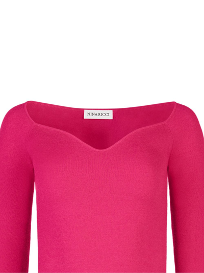 Shop Nina Ricci Sweetheart-neck Long-sleeve Top In Pink