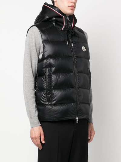 Shop Moncler Logo-patch Quilted Hooded Gilet In Black