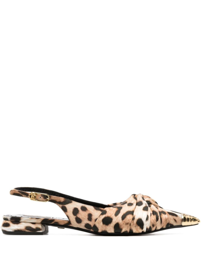 Shop Roberto Cavalli Pettegole Leopard-print Slingback Ballerinas In D0712