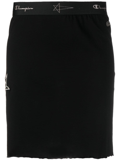 Shop Rick Owens X Champion Logo-embroidered Straight Skirt In Black