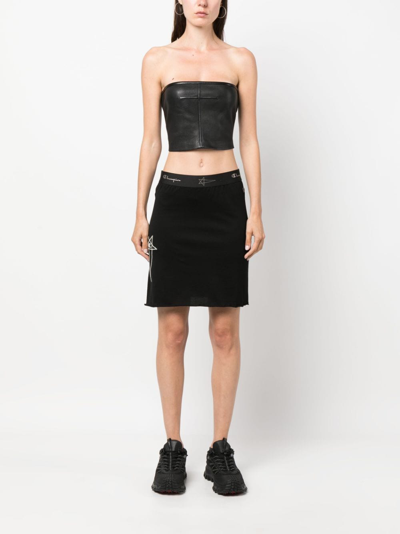 Shop Rick Owens X Champion Logo-embroidered Straight Skirt In Black