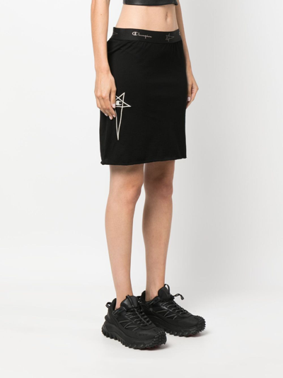 Shop Rick Owens X Champion Logo-embroidered Straight Skirt In Black