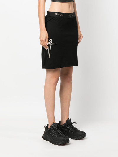 Rick Owens X Champion Elasticated Logo-waistband Skirt In Black