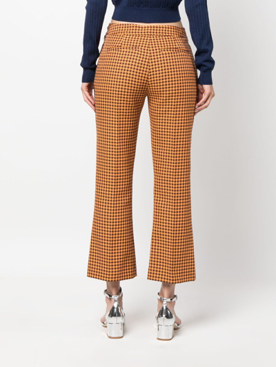 Shop Marni Houndstooth Cropped Trousers In Orange