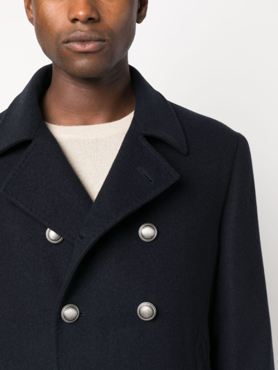 Shop Brunello Cucinelli Double-breasted Cashmere Coat In Blue