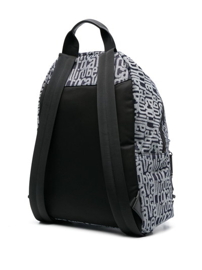 Shop Roberto Cavalli Logo-print Canvas Backpack In D0876