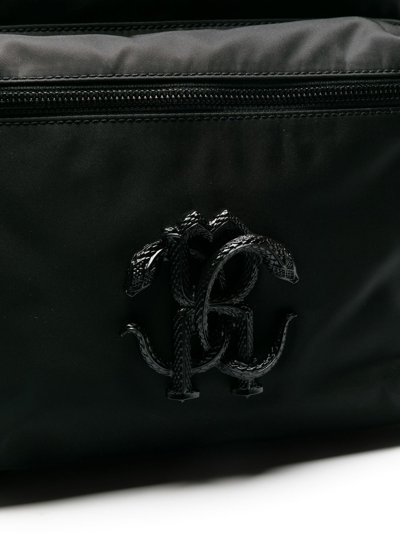 Shop Roberto Cavalli Logo-plaque Cotton Backpack In 04878