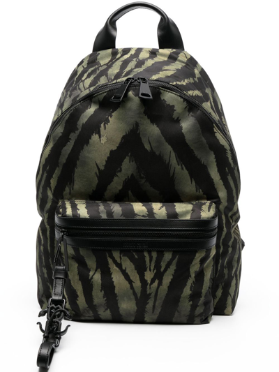 Shop Roberto Cavalli Tiger-print Cotton Backpack In D0186