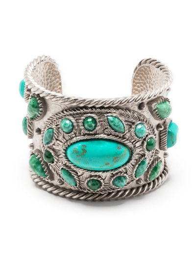 Shop Roberto Cavalli Turquoise Cuff Bracelet In D0607