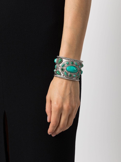 Shop Roberto Cavalli Turquoise Cuff Bracelet In D0607