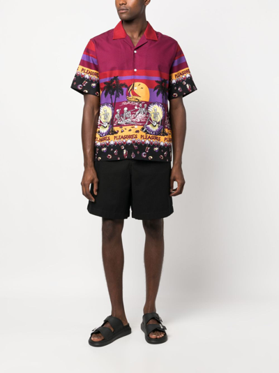 Shop Pleasures Graphic-print Cotton Shirt In Red