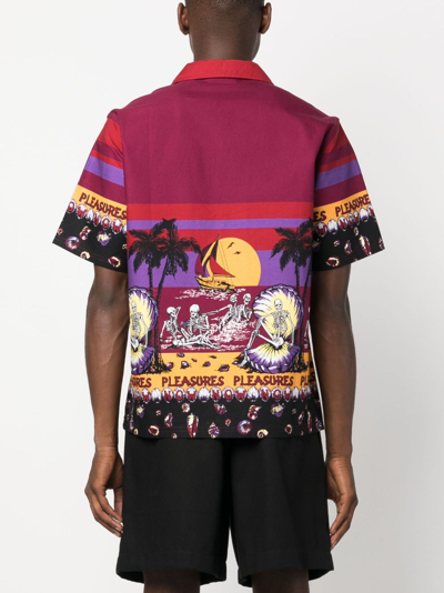 Shop Pleasures Graphic-print Cotton Shirt In Red