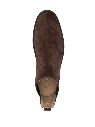 Tod's Tronchetto Suede Boots In Brown