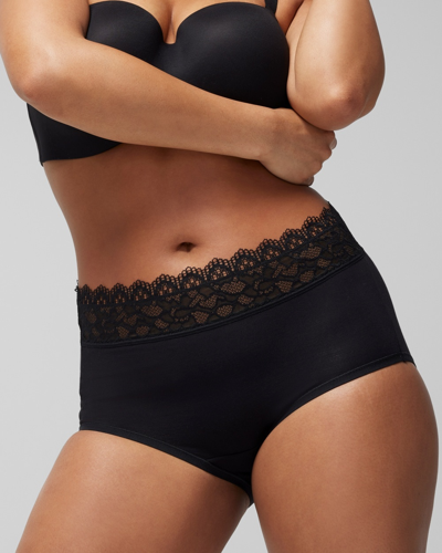 Shop Soma Women's Embraceable Super Soft Lace Brief Underwear In Black Size 2xl |