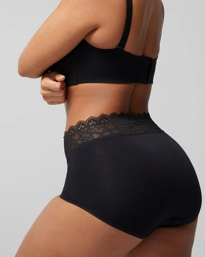 Shop Soma Women's Embraceable Super Soft Lace Brief Underwear In Black Size 2xl |
