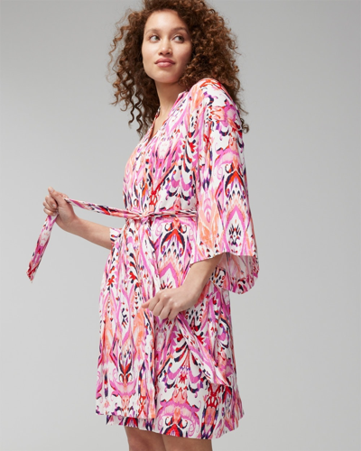 Shop Soma Women's Cool Nights Kimono Robe In Pink Size Small/medium |  In Moroccan Ikat Pink