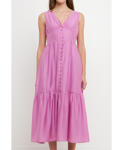 Shop Endless Rose Women's Front Button Dress With Back Bow In Orchid