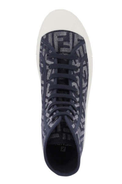 Shop Fendi 'domino' High-top Sneakers In Blue