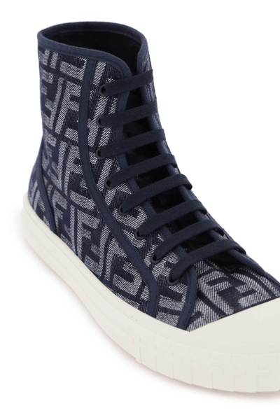 Shop Fendi 'domino' High-top Sneakers In Blue