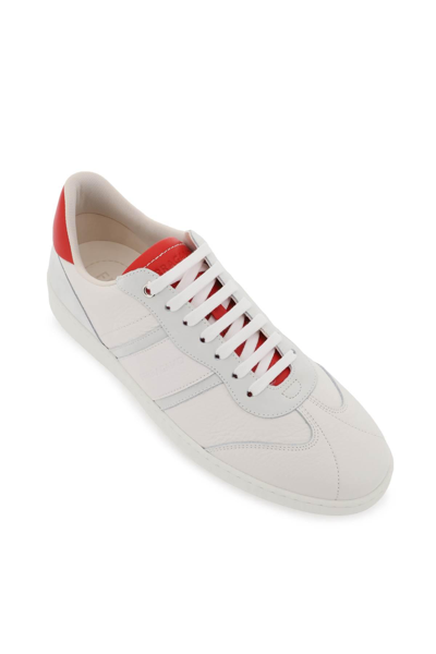 Shop Ferragamo Leather Sneakers In White,grey,red