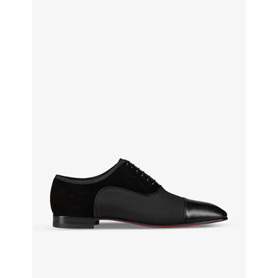 Shop Christian Louboutin Mens Black Greggo Lace-up Leather Oxford Shoes