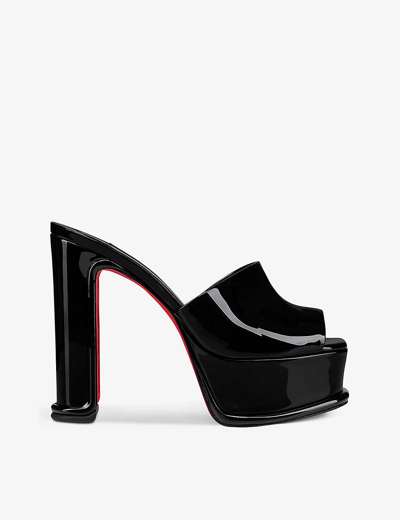Shop Christian Louboutin Womens Black Amali Red-bottom Leather Heeled Mules