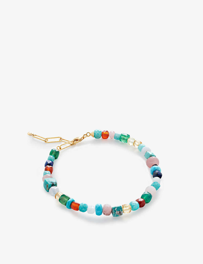 Monica Vinader Gold Freedom Multi Gemstone Beaded Bracelet Freedom Stones In Yellow Gold