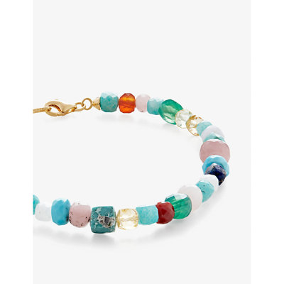 Monica Vinader Gold Freedom Multi Gemstone Beaded Bracelet Freedom Stones In Yellow Gold