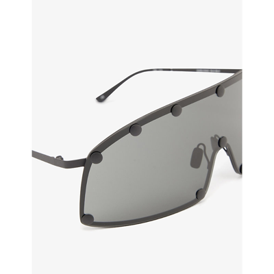 Shop Rick Owens Men's Blk Temple/blk Lens Surgical-frame Tinted Stainless-steel Sunglasses