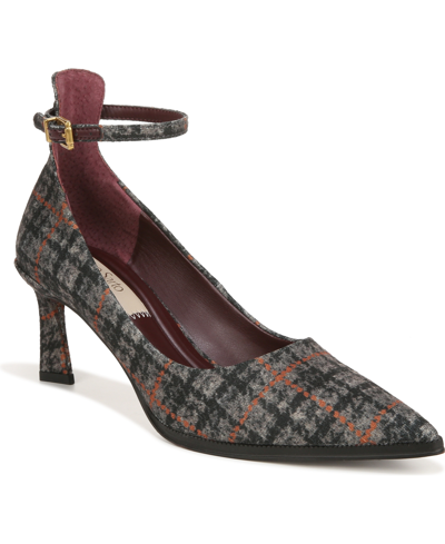 Shop Franco Sarto Women's Danielle Ankle Strap Pumps In Grey Plaid Fabric