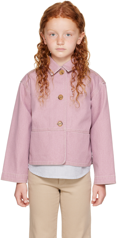 Shop Bonpoint Kids Pink Clarity Denim Jacket In Lilas 057a