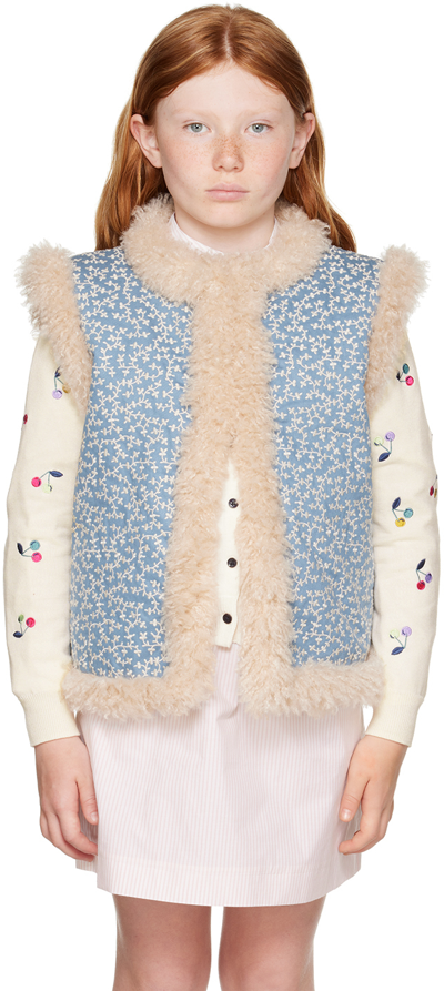 Shop Bonpoint Kids Blue Cutie Vest In Imp Bleu Gris 614b