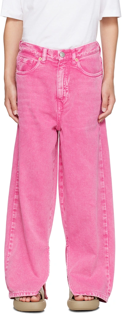 Shop Mm6 Maison Margiela Kids Pink Faded Jeans In Mm01k M6306 Pink