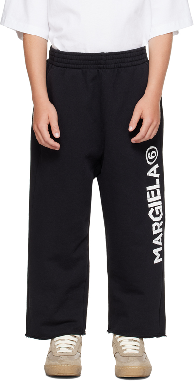 Shop Mm6 Maison Margiela Kids Black Printed Sweatpants In Mm006 M6900 Black