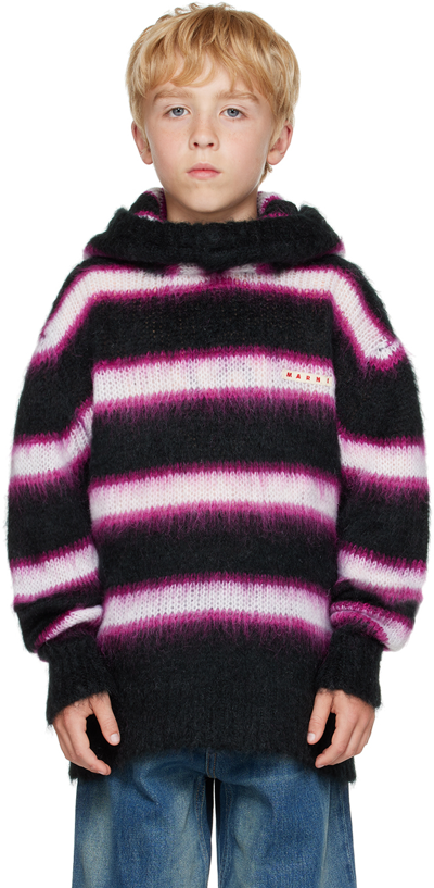 Shop Marni Kids Multicolor Intarsia Hoodie In 0m900