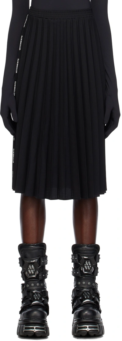 Vetements Black Pleated Maxi Skirt In Black