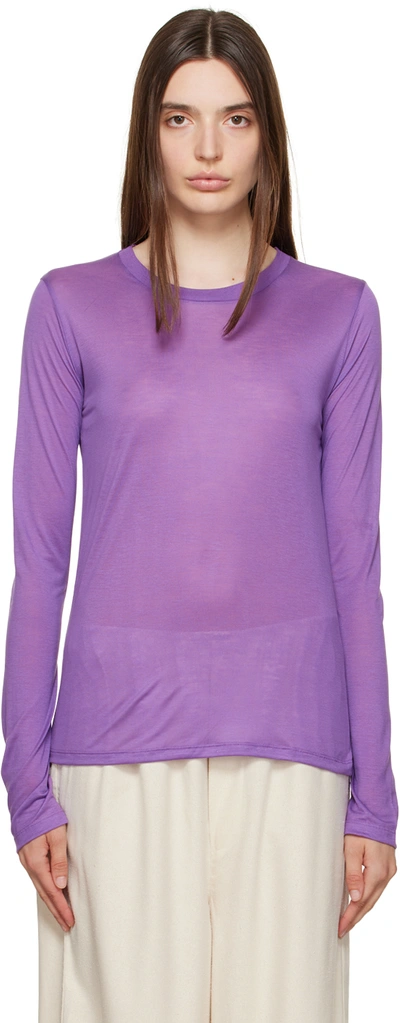 Shop Baserange Purple Crewneck Long Sleeve T-shirt In Old Purple