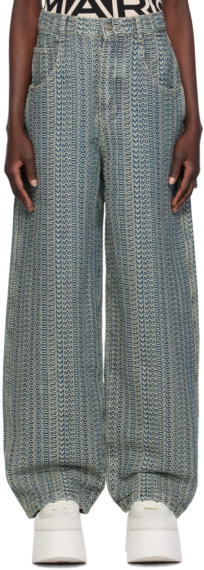 Shop Marc Jacobs Blue 'the Washed Monogram' Jeans In 473 Sun Faded Denim