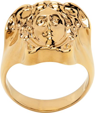 Shop Versace Gold Medusa Ring In 3j000- Gold