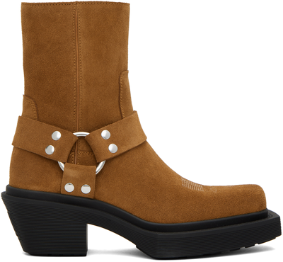 Shop Vtmnts Brown Neo Western Harness Boots In Suede Brown