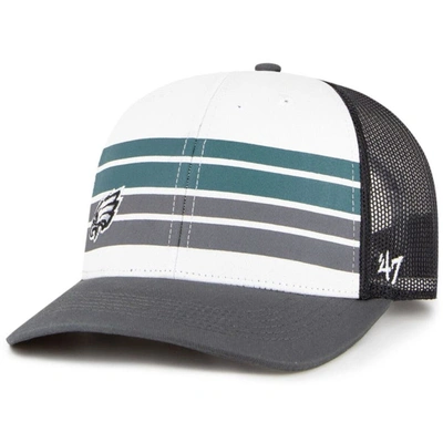 Shop 47 Youth ' White/charcoal Philadelphia Eagles Cove Trucker Snapback Hat